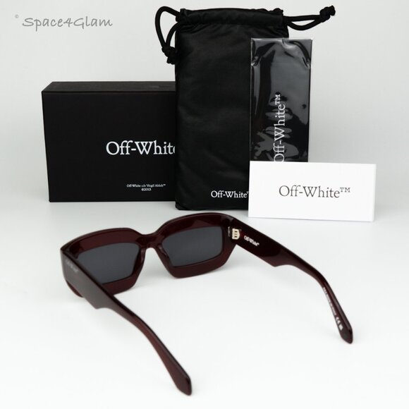 Off-White Men Sunglasses Burgundy Grey Rectangle OERI138  display picture 2